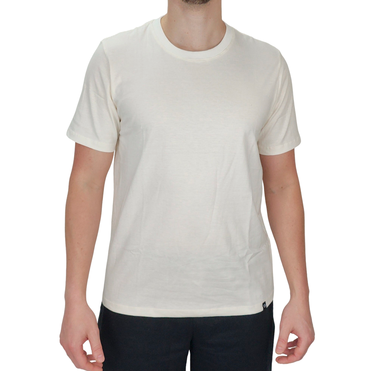 Camiseta 100% Algodão Básica Lisa Casual Masculina Off-White