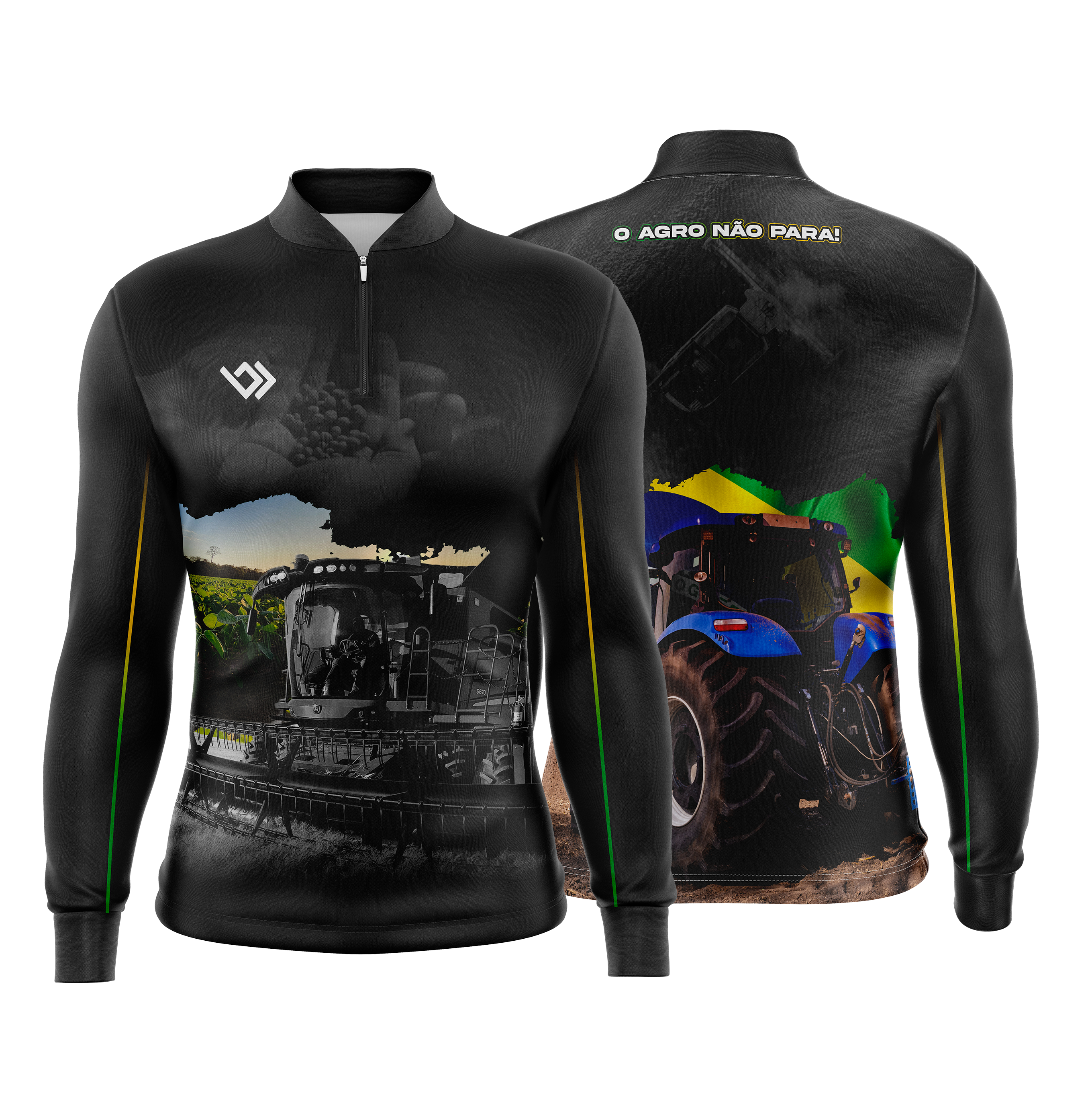 Camiseta Camisa Blusa Agro Dry Proteção Solar UV50+ Preta
