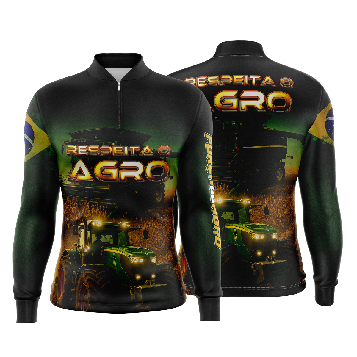 Camiseta Camisa Blusa Agro Proteção UV50+ Verde Escuro
