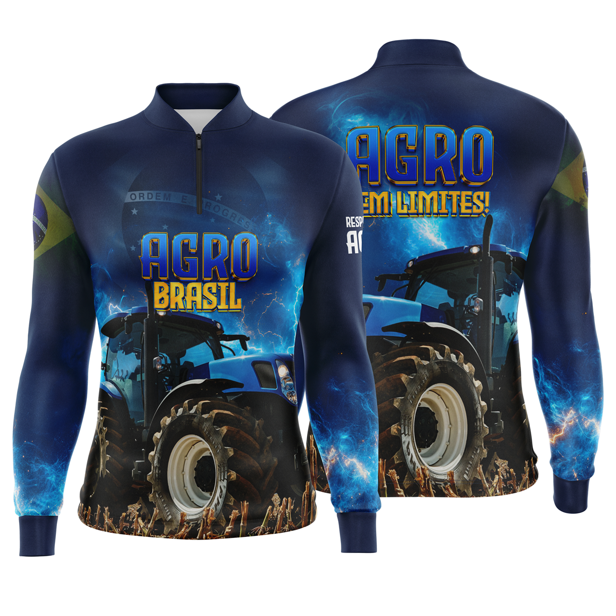 Camiseta Camisa Blusa Agro Feminina Baby Look Proteção Solar UV50+ Dry-Fit Azul