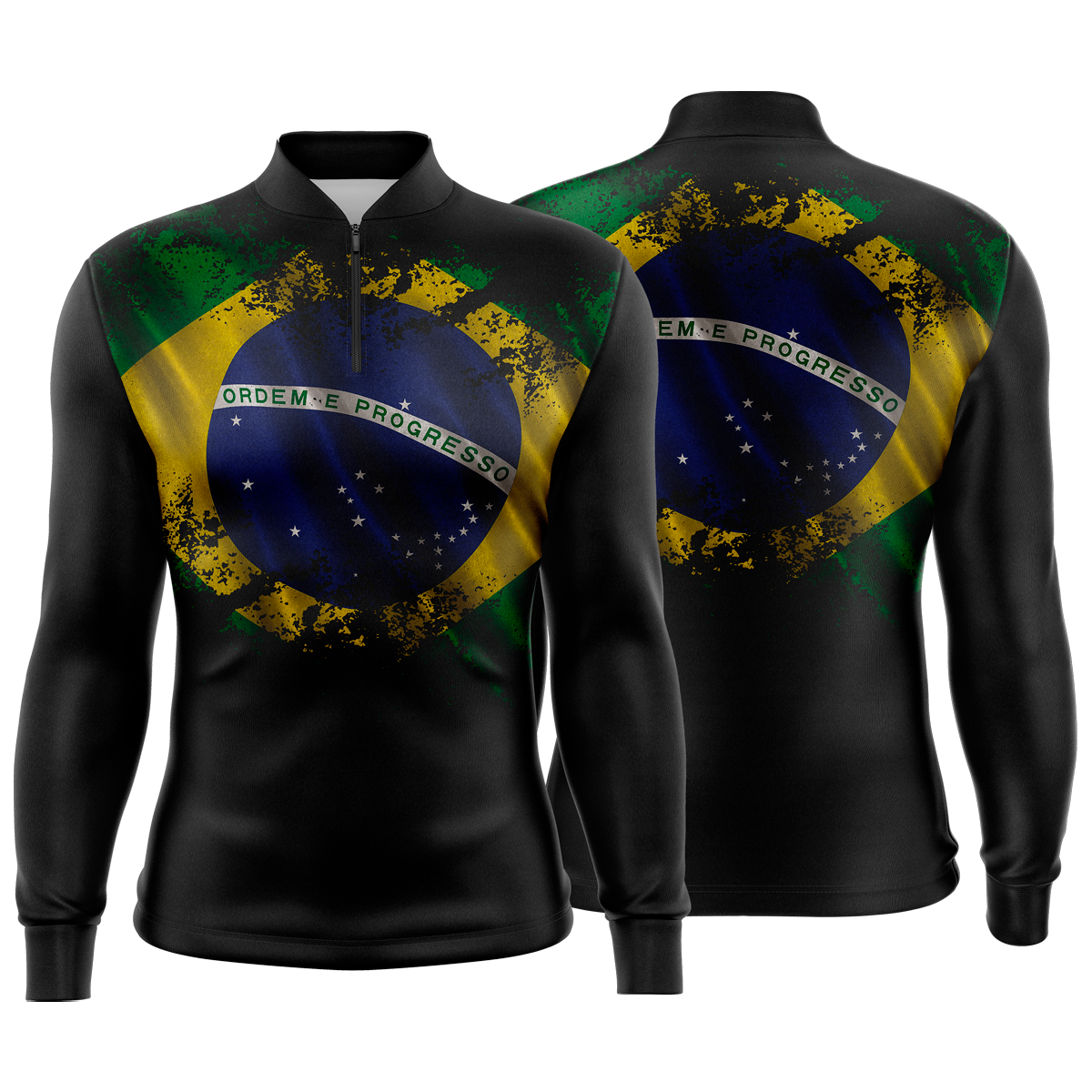 Camiseta Camisa Blusa Agro Pesca Brasil Bandeira Pátria Patriota Proteção Solar UV50+ Dry-Fit Preta