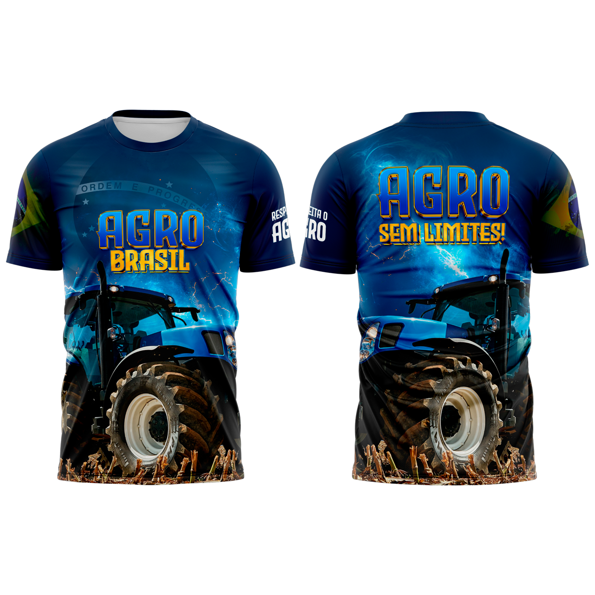 Camiseta Camisa Blusa Agro Proteção Solar UV50+ Dry Fit Manga Curta Azul