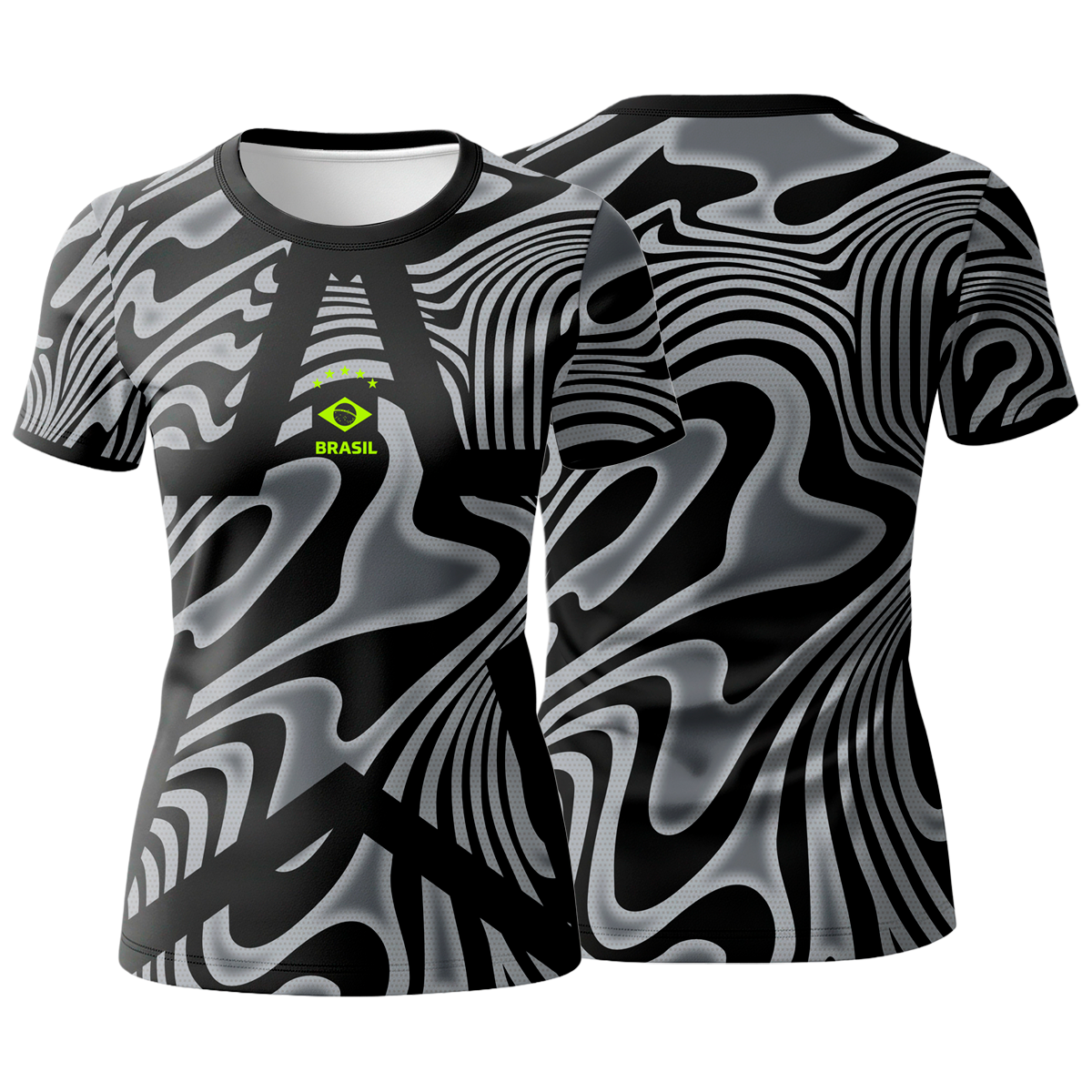 Camiseta Camisa Brasil Copa 2026 Preta Goleiro Dry-Fit Proteção UV50+ Feminina Baby Look