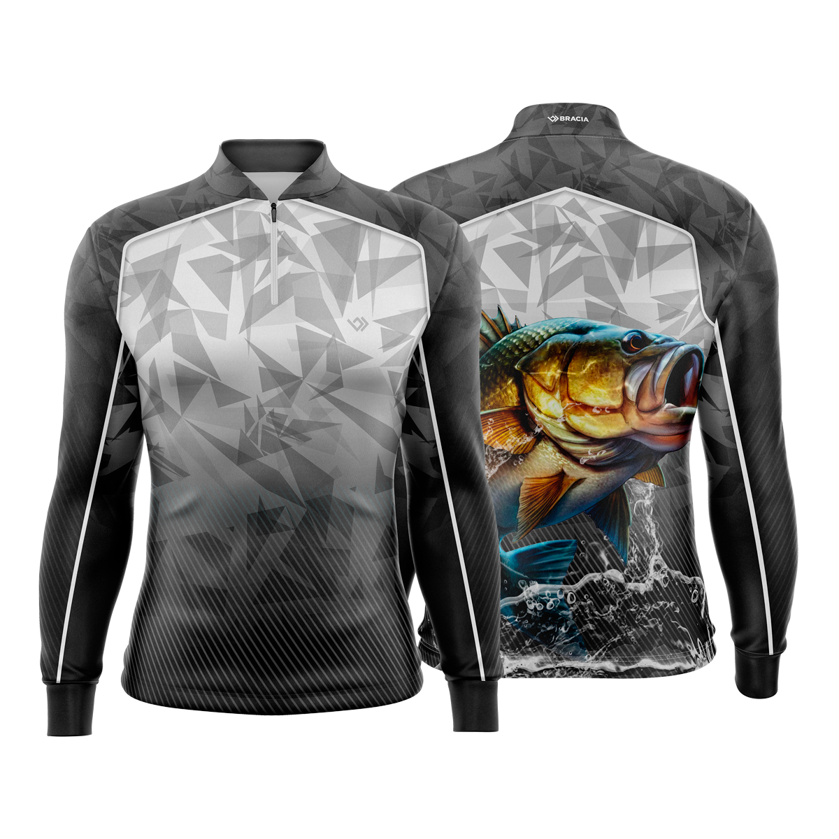 Camiseta Camisa Blusa Pesca Proteção UV50+ Branca e Preta