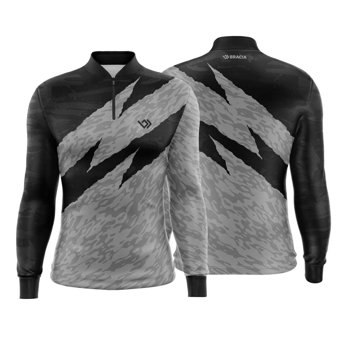 Camiseta Camisa Blusa Pesca Proteção UV50+ Cinza e Preta