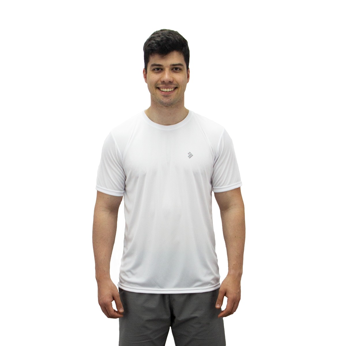 Camiseta Esportiva Dry-Fit Proteção UV Academia Básica Lisa Masculina - Branca