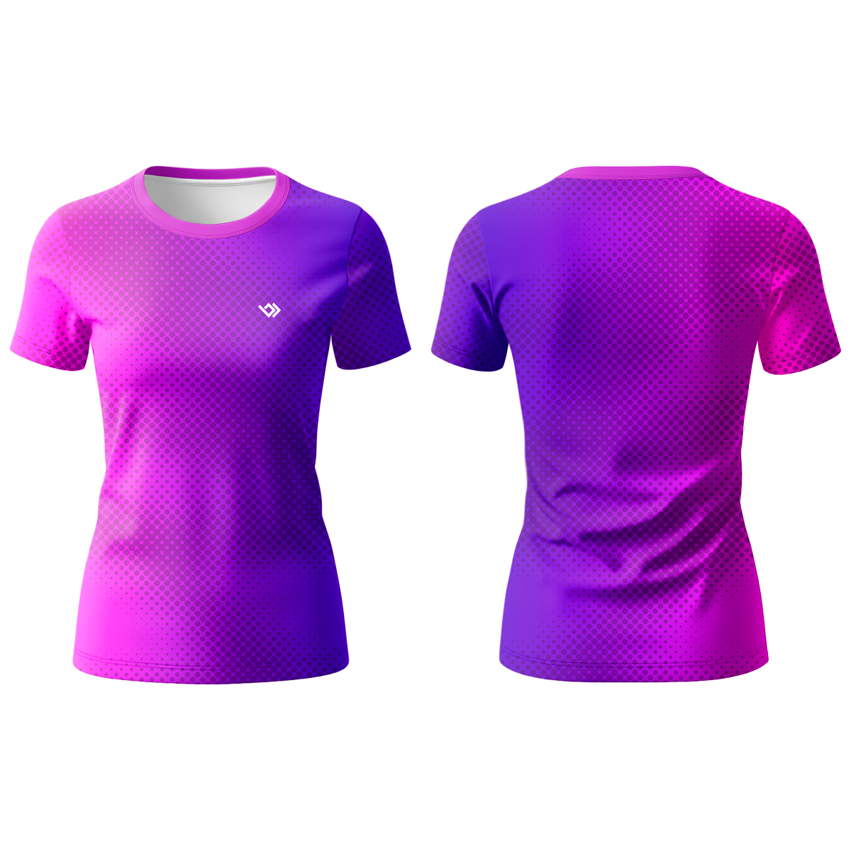 Camiseta Dry-Fit Proteção UV50+ Esportiva Camisa Baby Look Feminina Academia Treino Rosa e Roxo