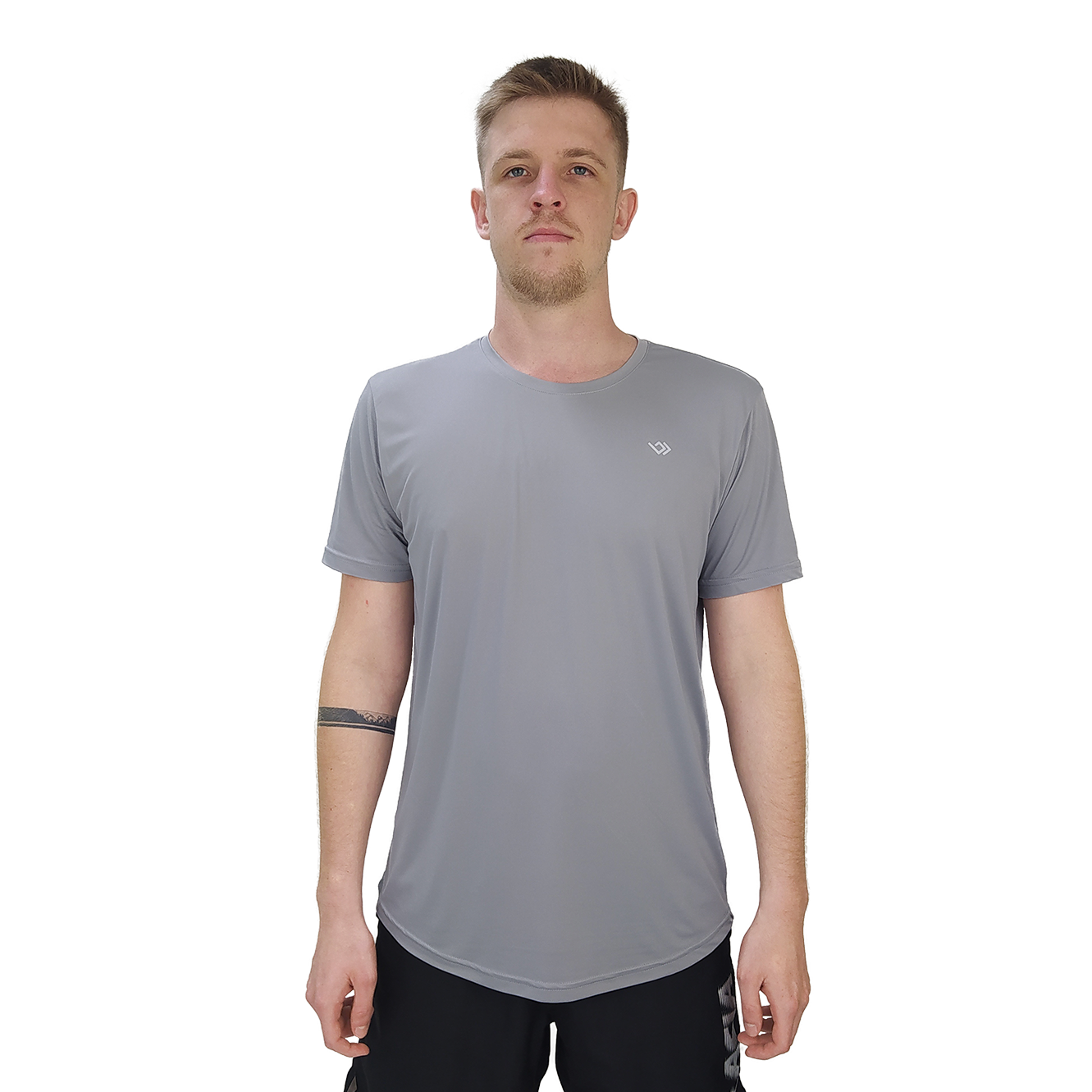 Camiseta Esportiva Academia Poliamida Dry Manga Curta Masculina Básica - Cinza