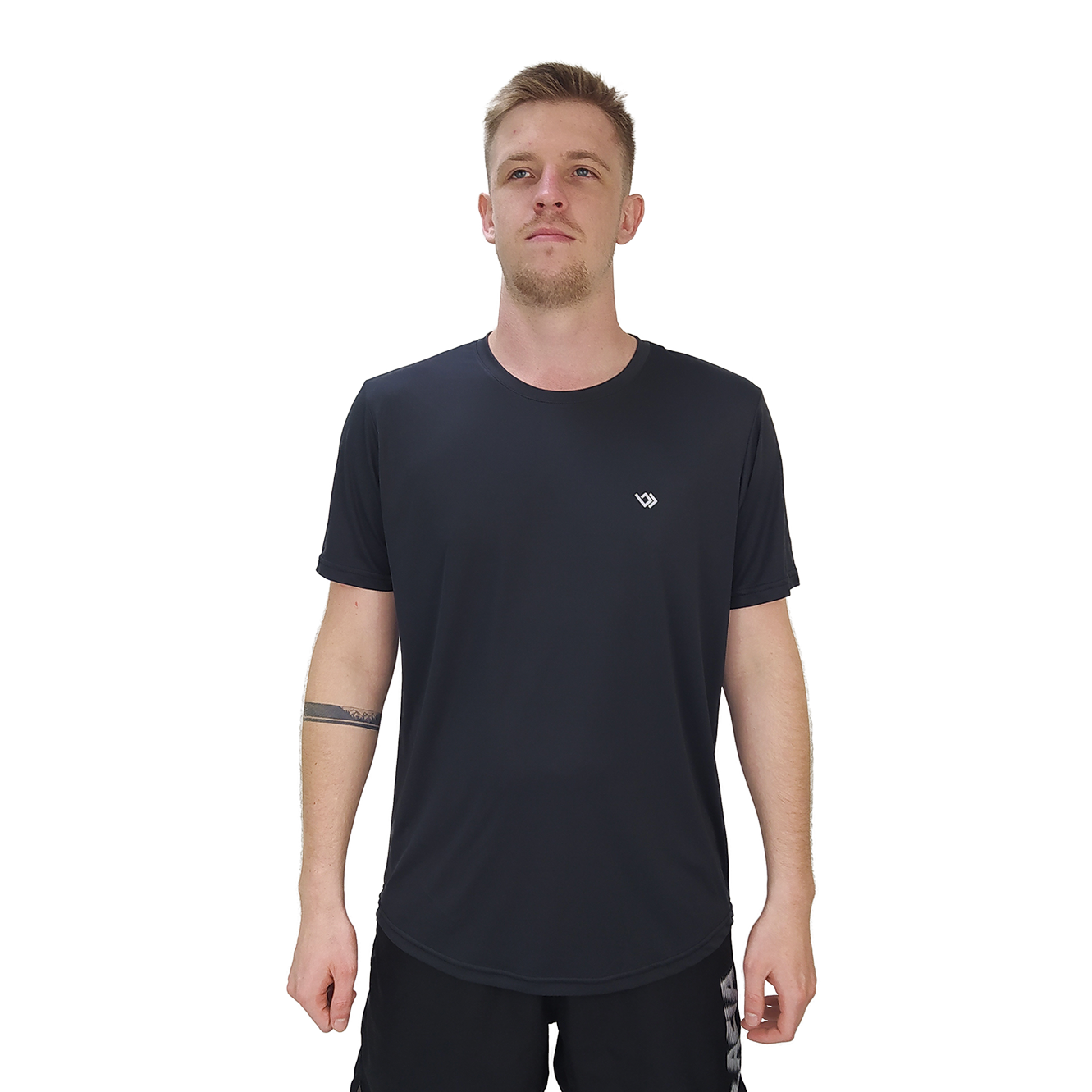 Camiseta Esportiva Academia Poliamida Dry Manga Curta Masculina Básica - Preta