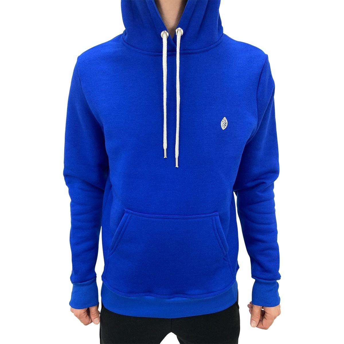 Casaco Moletom Com Capuz Bolso Canguru De Frio Masculino - Azul Royal