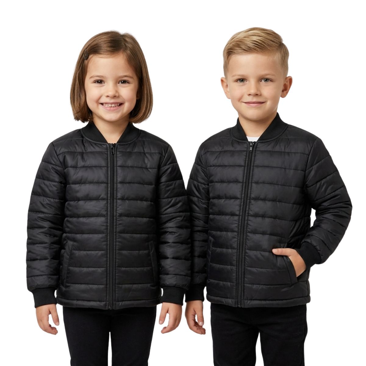 Jaqueta Bobojaco Infantil Juvenil Unissex Casaco Gominho Blusa de Frio Gomada Puffer Preta