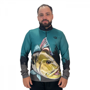Camiseta de Pesca Dry UV - Verde e Preta