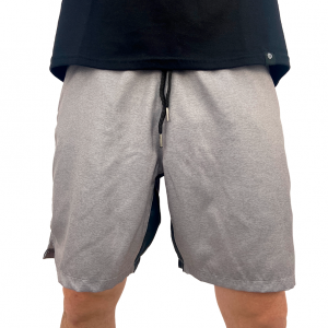 Bermuda Esportiva Masculina Academia Corrida com Abertura Lateral - Cinza Mescla