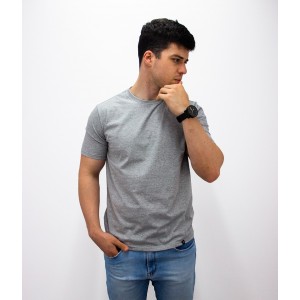 Camiseta 100% Algodão Premium Masculina Lisa Básica Manga Curta - Cinza Mescla