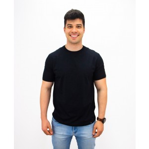 Camiseta 100% Algodão Premium Masculina Lisa Básica Manga Curta - Preta
