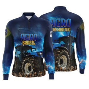 Camiseta Camisa Blusa Agro Dry Proteção Solar UV50+ Azul