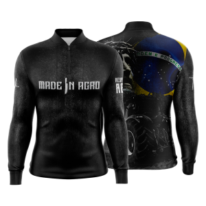 Camiseta Camisa Blusa Agro Proteção Solar UV50+ Preta