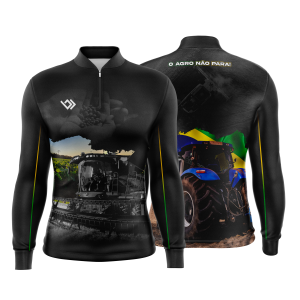 Camiseta Camisa Blusa Agro Dry Proteção Solar UV50+ Preta