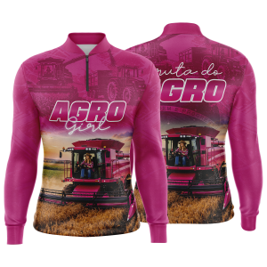 Camiseta Camisa Blusa Agro Feminina Baby Look Proteção Solar UV50+ Dry-Fit Rosa