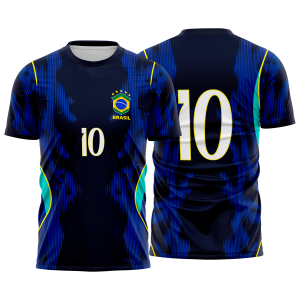 Camiseta Camisa Brasil Copa 2026 Azul Torcida Dry-Fit Proteção UV 50+ Masculina