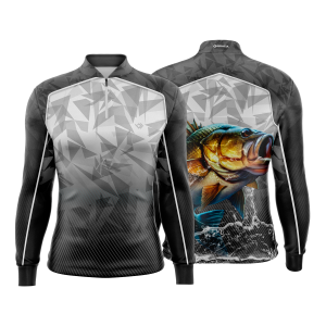 Camiseta Camisa Blusa Pesca Proteção UV50+ Branca e Preta