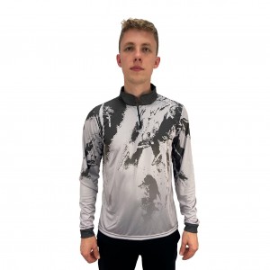 Camiseta de Pesca Proteção Solar UV50 Dry-Fit Manga Longa Masculina - Cinza Claro e Cinza Escuro