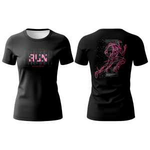 Camiseta Dry-Fit Corrida Proteção UV50+ Camisa Feminina Baby Look Esportiva Running Correr Academia Treino Preto