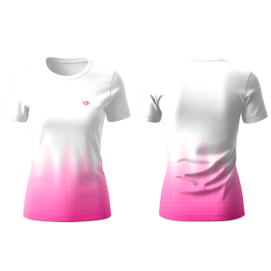 Camiseta Dry-Fit Proteção UV50+ Esportiva Camisa Baby Look Feminina Academia Treino Branco e Rosa