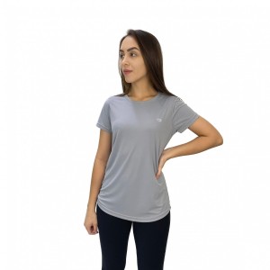 Camiseta Esportiva Academia Poliamida Dry Manga Curta Feminina Básica - Cinza