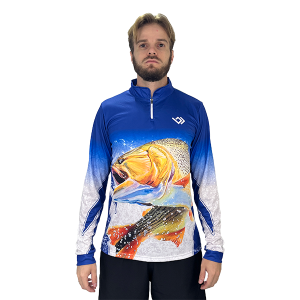 Camiseta de Pesca Dry UV - Azul e Branca